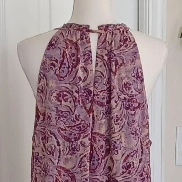 LIKE NEW! Anthropologie DREW Purple Paisley Halter-Tiered Dress Size Large - Picture 5 of 9